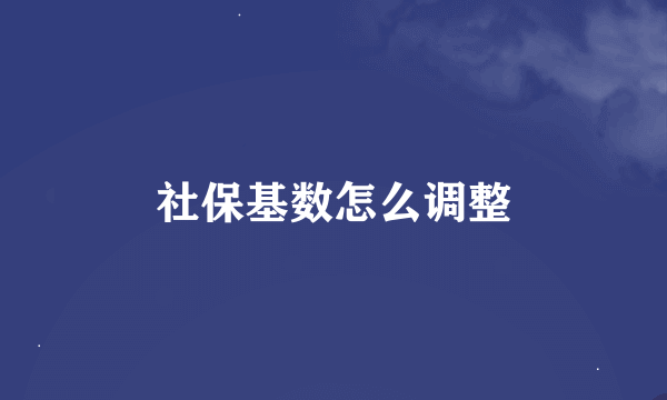 社保基数怎么调整