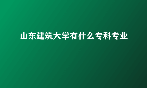 山东建筑大学有什么专科专业