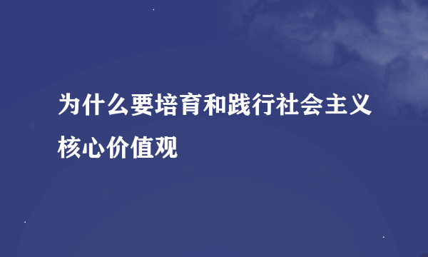 为什么要培育和践行社会主义核心价值观