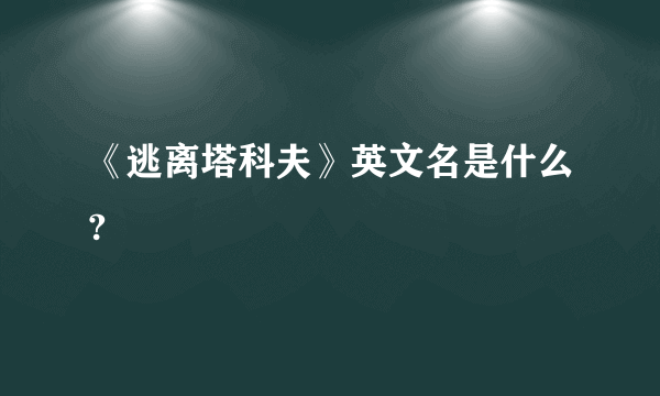 《逃离塔科夫》英文名是什么?