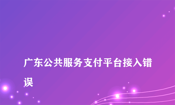 
广东公共服务支付平台接入错误
