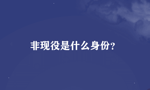 非现役是什么身份？