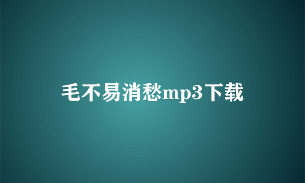 毛不易消愁mp3下载