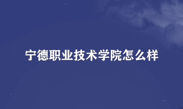 宁德职业技术学院怎么样