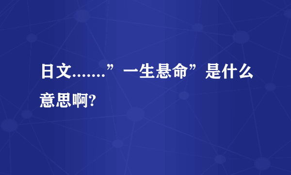 日文.......”一生悬命”是什么意思啊?