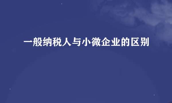 一般纳税人与小微企业的区别