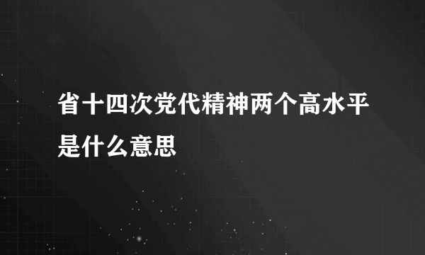 省十四次党代精神两个高水平是什么意思