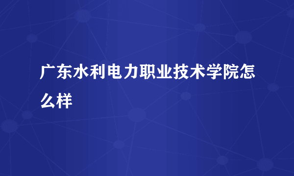 广东水利电力职业技术学院怎么样