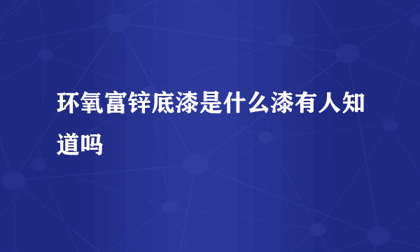 环氧富锌底漆是什么漆有人知道吗