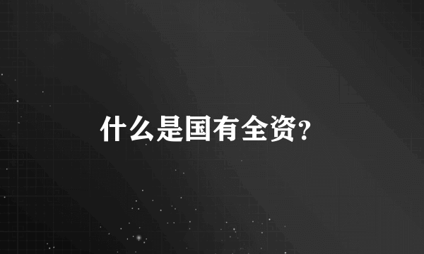 什么是国有全资？