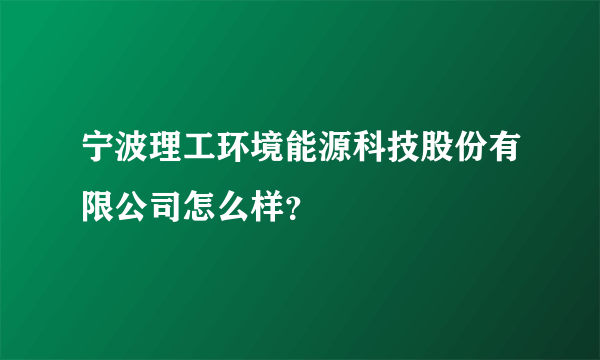 宁波理工环境能源科技股份有限公司怎么样？