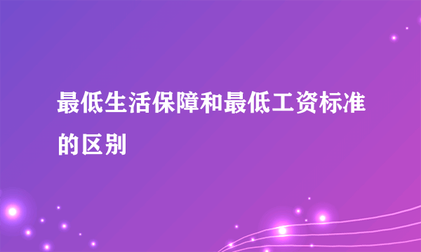 最低生活保障和最低工资标准的区别