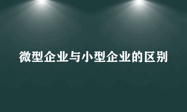 微型企业与小型企业的区别