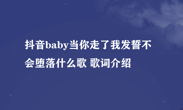 抖音baby当你走了我发誓不会堕落什么歌 歌词介绍