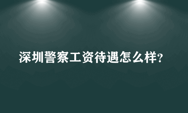 深圳警察工资待遇怎么样？