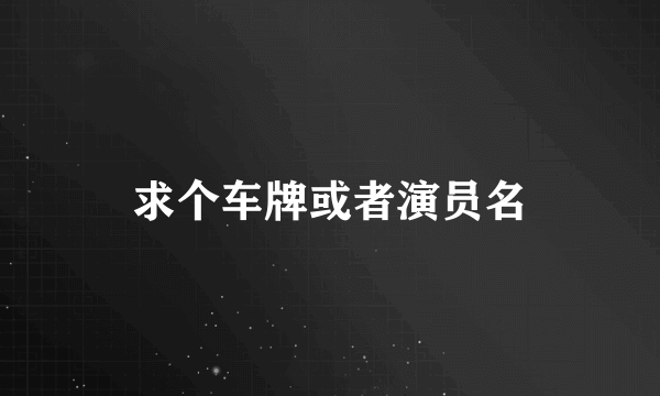 求个车牌或者演员名