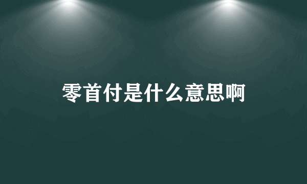 零首付是什么意思啊