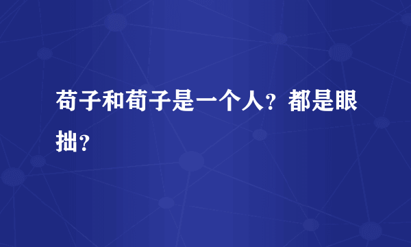 苟子和荀子是一个人？都是眼拙？