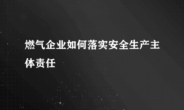 燃气企业如何落实安全生产主体责任