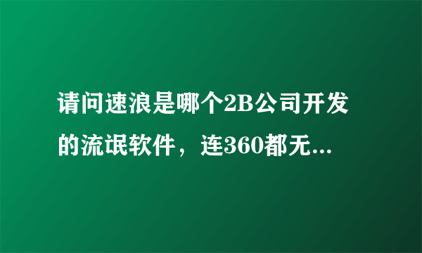 请问速浪是哪个2B公司开发的流氓软件，连360都无法删除？