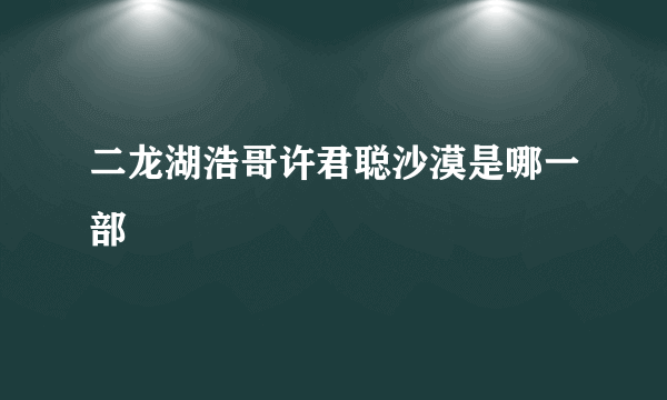 二龙湖浩哥许君聪沙漠是哪一部