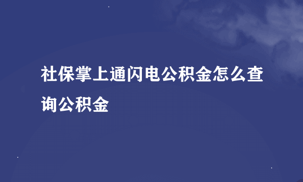 社保掌上通闪电公积金怎么查询公积金