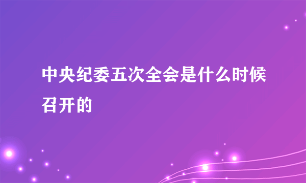 中央纪委五次全会是什么时候召开的