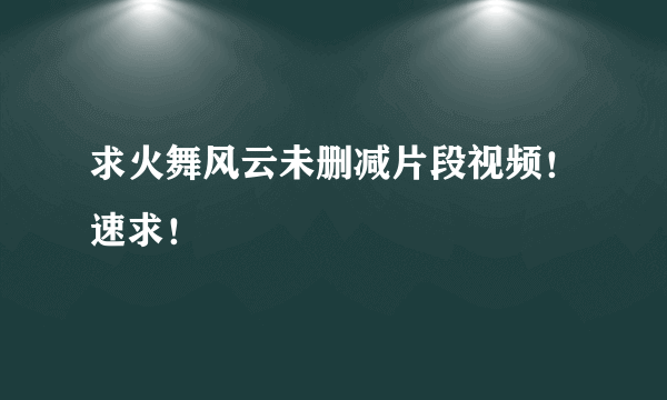 求火舞风云未删减片段视频！速求！