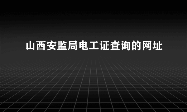 山西安监局电工证查询的网址