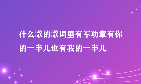 什么歌的歌词里有军功章有你的一半儿也有我的一半儿