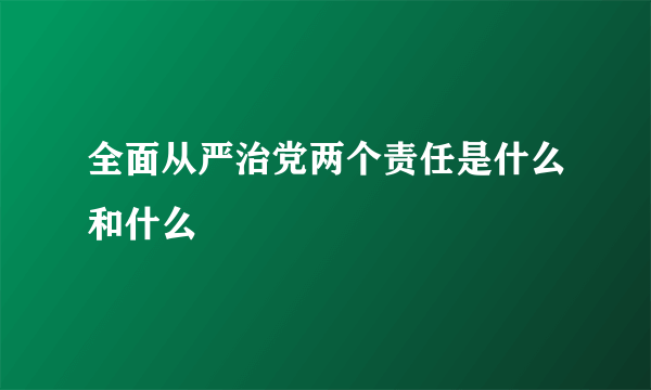 全面从严治党两个责任是什么和什么