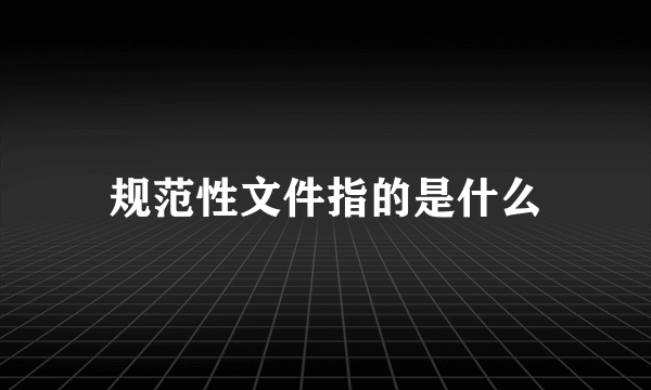 规范性文件指的是什么