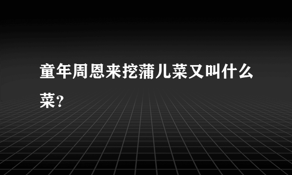 童年周恩来挖蒲儿菜又叫什么菜？