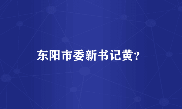 东阳市委新书记黄？