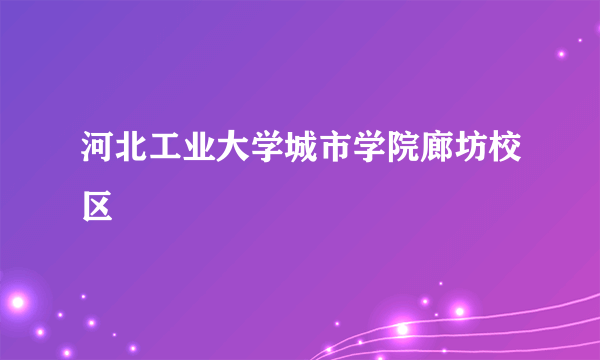 河北工业大学城市学院廊坊校区