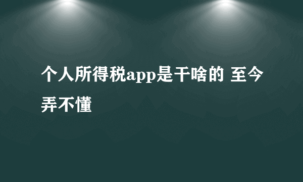 个人所得税app是干啥的 至今弄不懂