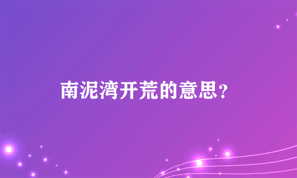 南泥湾开荒的意思？