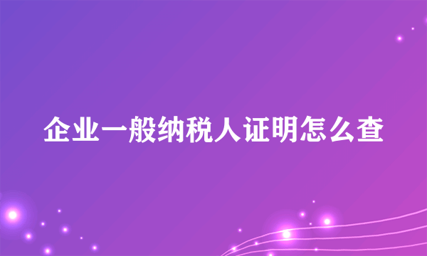 企业一般纳税人证明怎么查