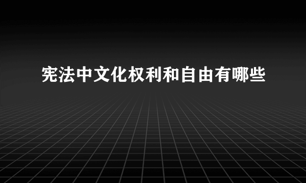 宪法中文化权利和自由有哪些