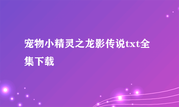 宠物小精灵之龙影传说txt全集下载