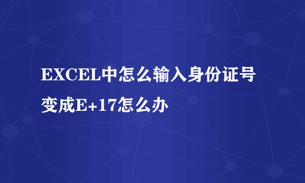 EXCEL中怎么输入身份证号 变成E+17怎么办