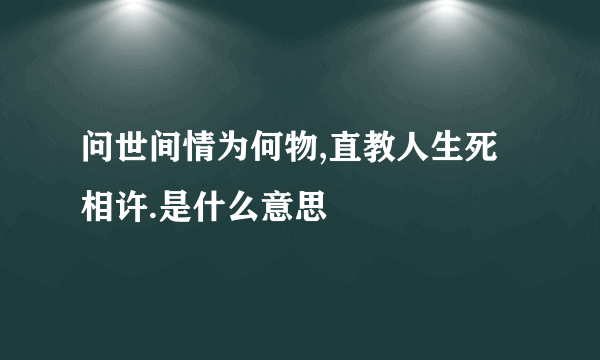 问世间情为何物,直教人生死相许.是什么意思