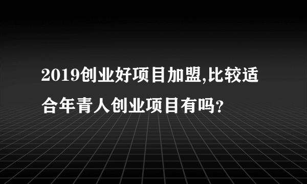 2019创业好项目加盟,比较适合年青人创业项目有吗？