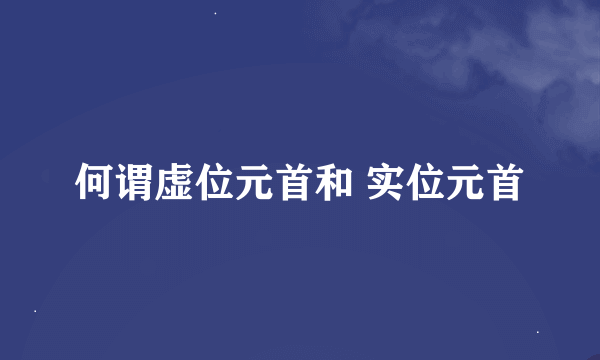 何谓虚位元首和 实位元首