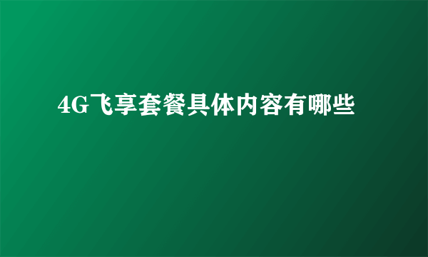 4G飞享套餐具体内容有哪些