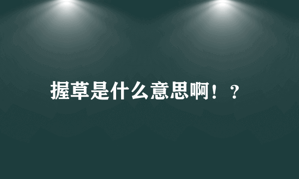 握草是什么意思啊！？