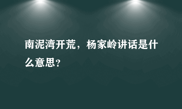 南泥湾开荒，杨家岭讲话是什么意思？