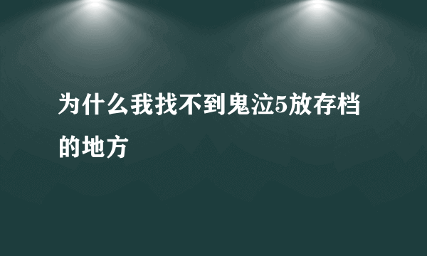 为什么我找不到鬼泣5放存档的地方