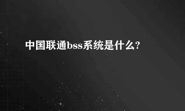 中国联通bss系统是什么?