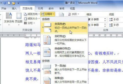 如何在Word中插入分页符
